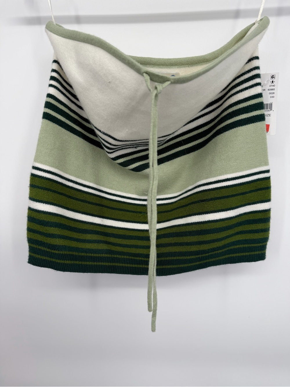 Off-the-Shoulder Striped Sweater Top in Sage & Forest